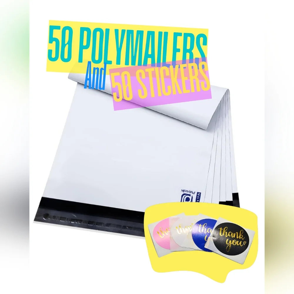 50 Polymailers & 50 Sticker Bundle - Picture 1 of 3